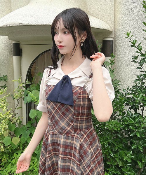 F i.n.t(フィント)の「ビット使いランダムヘムチェックキャミワンピース(ワンピース・レディース・ボルドー/ブラウン・FREE)」の12枚目の写真