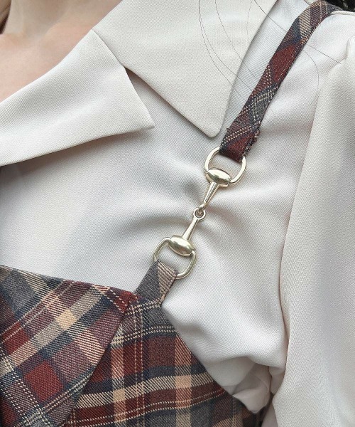 F i.n.t(フィント)の「ビット使いランダムヘムチェックキャミワンピース(ワンピース・レディース・ボルドー/ブラウン・FREE)」の14枚目の写真