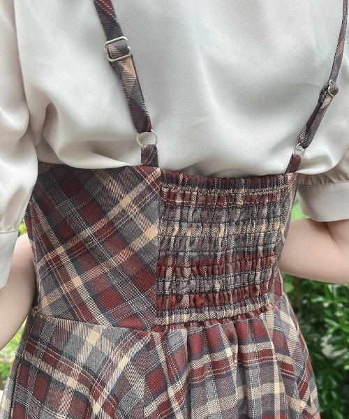 F i.n.t(フィント)の「ビット使いランダムヘムチェックキャミワンピース(ワンピース・レディース・ボルドー/ブラウン・FREE)」の19枚目の写真