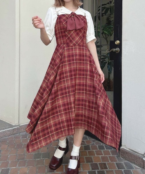 F i.n.t(フィント)の「ビット使いランダムヘムチェックキャミワンピース(ワンピース・レディース・ボルドー/ブラウン・FREE)」の21枚目の写真