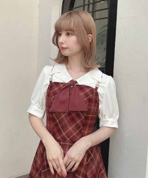 F i.n.t(フィント)の「ビット使いランダムヘムチェックキャミワンピース(ワンピース・レディース・ボルドー/ブラウン・FREE)」の22枚目の写真