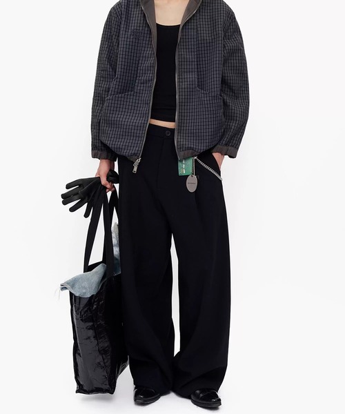 MASONPRINCE(メイソンプリンス)の「ルーズフィット 1タック ハイウエスト スラックス SK2114【MASONPRINCE】【2025AW】(スラックス・メンズ・グレー/ブラック・L/M/S)」の7枚目の写真