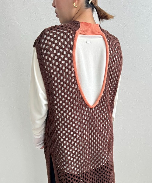 LHELBIE（レルビエ）の「バックオープンメッシュニットワンピース（ワンピース・レディース・ブラック/オフホワイト/ブラウン・M）」の22枚目の写真