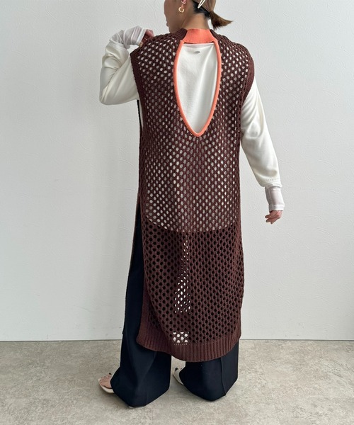 LHELBIE（レルビエ）の「バックオープンメッシュニットワンピース（ワンピース・レディース・ブラック/オフホワイト/ブラウン・M）」の20枚目の写真