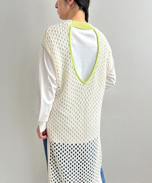 LHELBIE（レルビエ）の「バックオープンメッシュニットワンピース（ワンピース・レディース・ブラック/オフホワイト/ブラウン・M）」の12枚目の写真