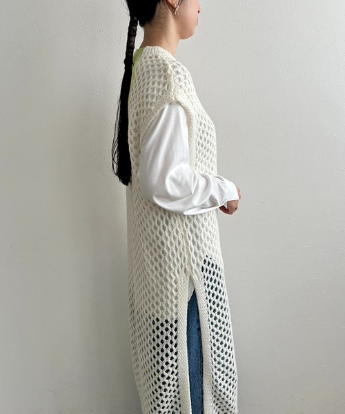 LHELBIE（レルビエ）の「バックオープンメッシュニットワンピース（ワンピース・レディース・ブラック/オフホワイト/ブラウン・M）」の11枚目の写真