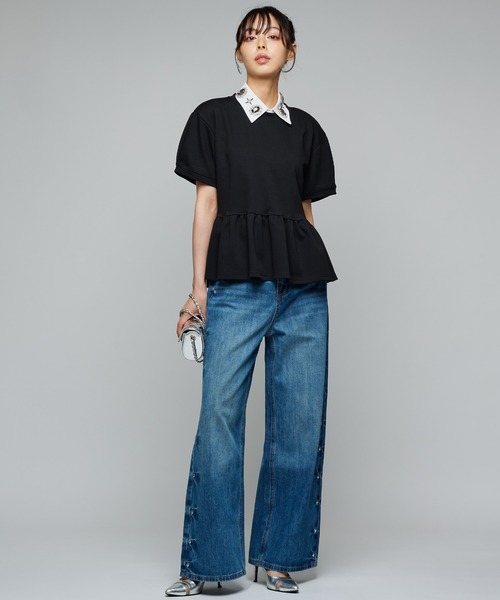 Narcissus(ナルシス)の「パフペプラムスウェットTシャツ フリルスウェット(Tシャツ/カットソー・レディース・グレー/ブラック・FREE)」の5枚目の写真