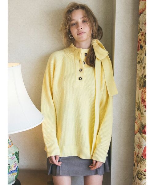 CALNAMUR（カルナムール）の「マルチウェイリボンニット（ニット/セーター・レディース・レッド/グレー/ライトイエロー・FREE）」の2枚目の写真