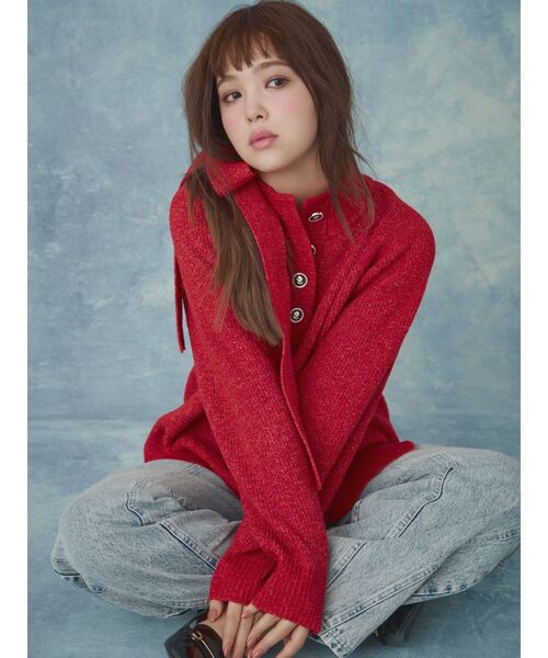 CALNAMUR（カルナムール）の「マルチウェイリボンニット（ニット/セーター・レディース・レッド/グレー/ライトイエロー・FREE）」の3枚目の写真