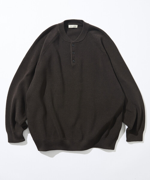 セール】限定展開 リラックスフィット 片畦編み ヘンリーネック ニット