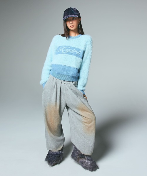X-girl（エックスガール）の「FLOCKED DENIM 6PANEL CAP（キャップ・レディース・ブラック/インディゴブルー・ONE SIZE）」の5枚目の写真
