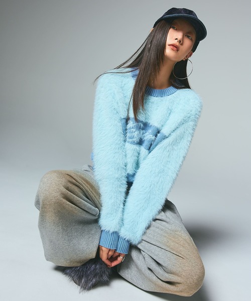 X-girl（エックスガール）の「FLOCKED DENIM 6PANEL CAP（キャップ・レディース・ブラック/インディゴブルー・ONE SIZE）」の6枚目の写真