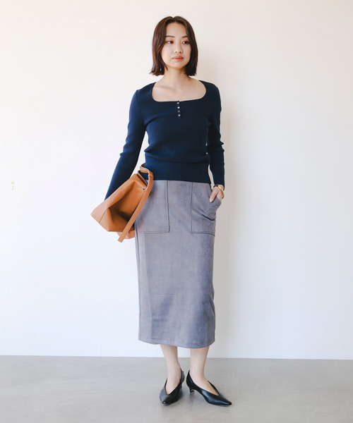 B:MING by BEAMS(ビーミングバイビームス)の「スエード ベイカー スカート(スカート・レディース・グレー/ベージュ・SMALL/MEDIUM)」の3枚目の写真