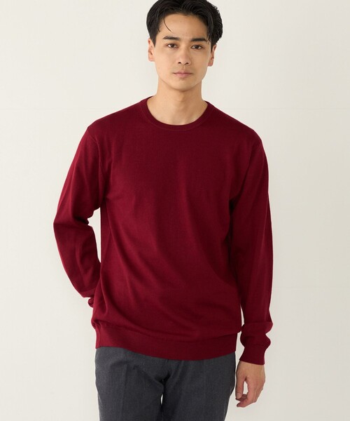 SHIPS Colors(シップス カラーズ)の「【一部WEB限定】〈手洗い可能〉アンチピリング 12ゲージ クルーネック ニット◇(ニット/セーター・メンズ・ネイビー/グレー/レッド/ブルー/グリーン/ダークグレー/ベージュ系/ワイン/オリーブ/ブラック/ロイヤルブルー・MEDIUM/LARGE/X-LARGE)」の22枚目の写真