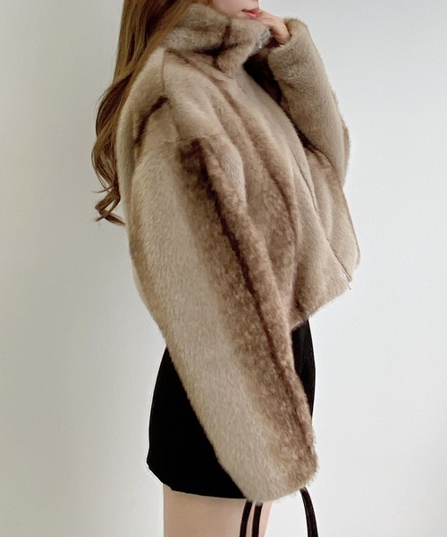 INGNI（イング）の「ストライプエコファースタンドコート（その他アウター・レディース・ベージュ・M）」の15枚目の写真