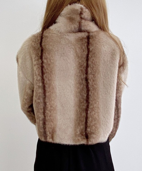 INGNI（イング）の「ストライプエコファースタンドコート（その他アウター・レディース・ベージュ・M）」の14枚目の写真