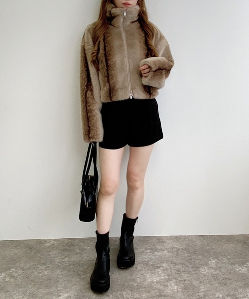 INGNI（イング）の「ストライプエコファースタンドコート（その他アウター・レディース・ベージュ・M）」の13枚目の写真