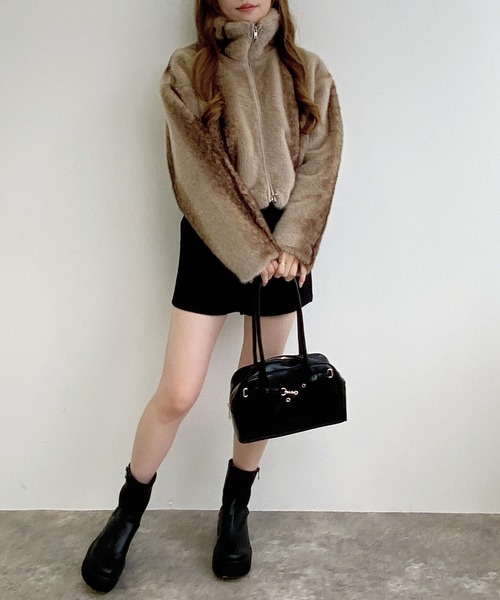 INGNI（イング）の「ストライプエコファースタンドコート（その他アウター・レディース・ベージュ・M）」の12枚目の写真