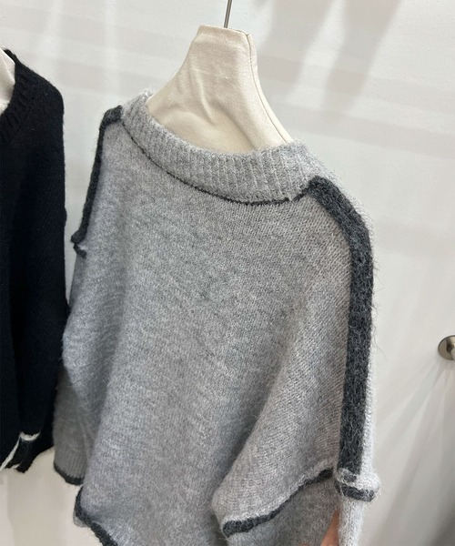 aimoha(アイモハ)の「配色ラインニットプルオーバー(ニット/セーター・レディース・ベージュ/ダークグレー/ブラック/ライトグレー・FREE)」の19枚目の写真