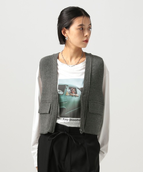 BAYFLOW（ベイフロー）の「[ロングシーズン着用可能]ジップVニットベスト（ベスト・レディース・グレー/ブラック・FREE）」の17枚目の写真