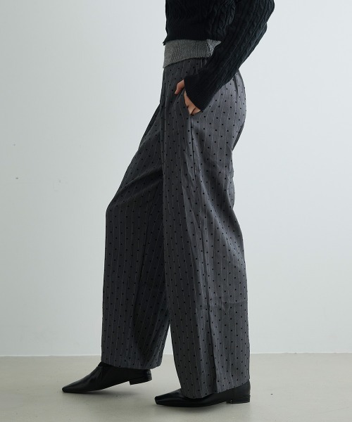 Mirette（ミレット）の「ハートドットワイドパンツ Heart Dot Wide Pants（スラックス・レディース・グレー・LARGE/MEDIUM/SMALL）」の4枚目の写真