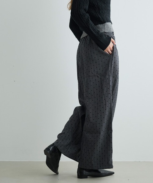 Mirette（ミレット）の「ハートドットワイドパンツ Heart Dot Wide Pants（スラックス・レディース・グレー・LARGE/MEDIUM/SMALL）」の5枚目の写真
