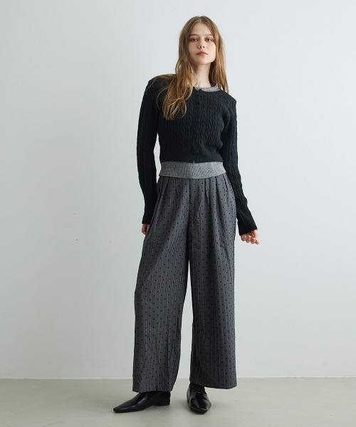 Mirette（ミレット）の「ハートドットワイドパンツ Heart Dot Wide Pants（スラックス・レディース・グレー・LARGE/MEDIUM/SMALL）」の8枚目の写真