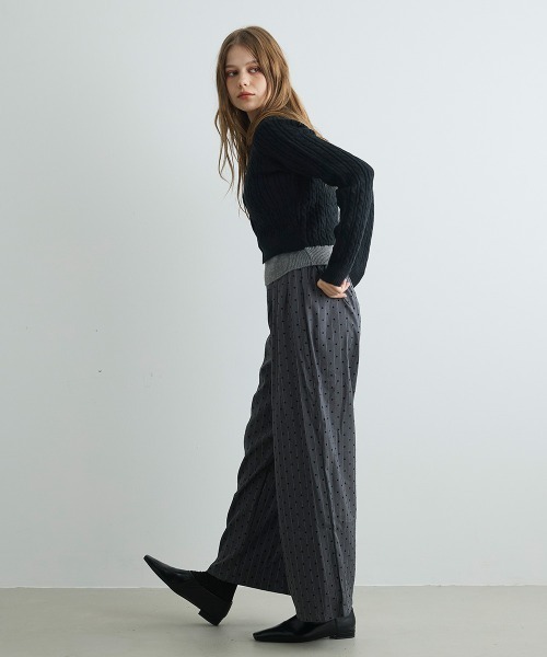 Mirette（ミレット）の「ハートドットワイドパンツ Heart Dot Wide Pants（スラックス・レディース・グレー・LARGE/MEDIUM/SMALL）」の12枚目の写真