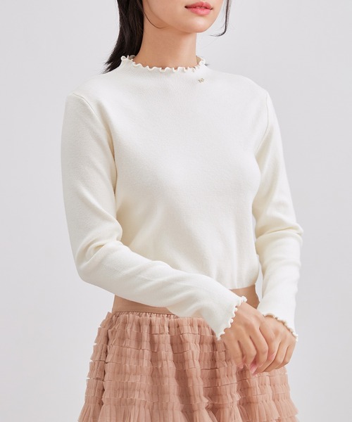 Lace Ladies(レースレディース)の「オフネック メロウ リボン ビジュー ニット トップス(ニット/セーター・レディース・ブラック/アイボリー/チャコールグレー/ベージュ・FREE)」の2枚目の写真