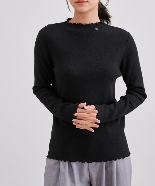 Lace Ladies(レースレディース)の「オフネック メロウ リボン ビジュー ニット トップス(ニット/セーター・レディース・ブラック/アイボリー/チャコールグレー/ベージュ・FREE)」の3枚目の写真