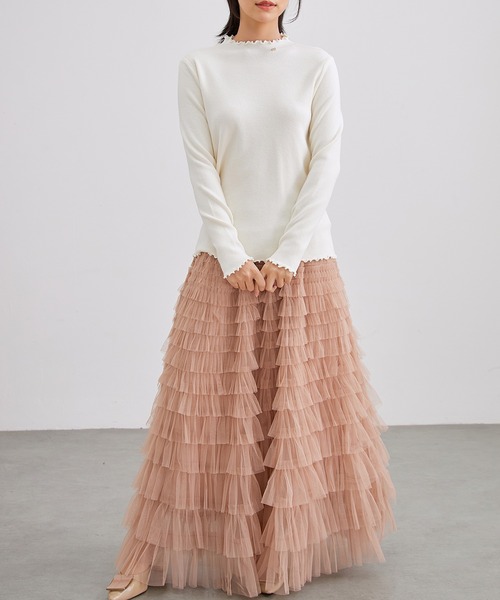 Lace Ladies(レースレディース)の「オフネック メロウ リボン ビジュー ニット トップス(ニット/セーター・レディース・ブラック/アイボリー/チャコールグレー/ベージュ・FREE)」の5枚目の写真