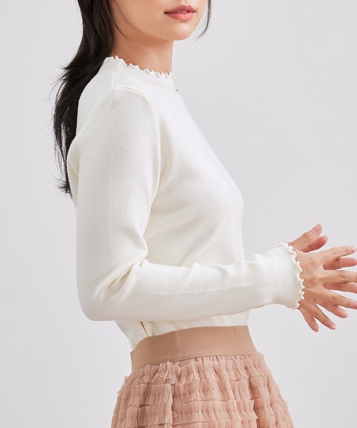 Lace Ladies(レースレディース)の「オフネック メロウ リボン ビジュー ニット トップス(ニット/セーター・レディース・ブラック/アイボリー/チャコールグレー/ベージュ・FREE)」の8枚目の写真