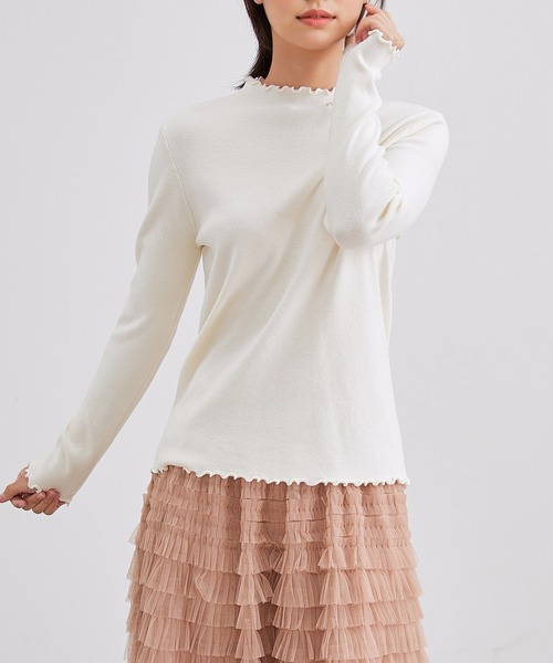 Lace Ladies(レースレディース)の「オフネック メロウ リボン ビジュー ニット トップス(ニット/セーター・レディース・ブラック/アイボリー/チャコールグレー/ベージュ・FREE)」の9枚目の写真