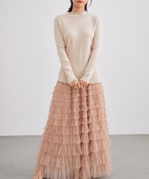 Lace Ladies(レースレディース)の「オフネック メロウ リボン ビジュー ニット トップス(ニット/セーター・レディース・ブラック/アイボリー/チャコールグレー/ベージュ・FREE)」の14枚目の写真