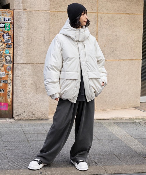 撥水/防風> 2WAYファンクショナルビッグシルエット フード着脱