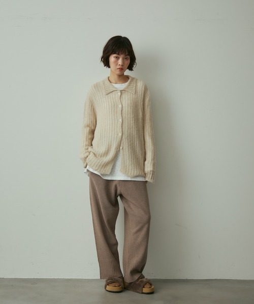 full/fill.（フルフィル）の「line sheer knit shirt / ラインシアーニットシャツ（ニット/セーター・レディース・ブラウン/ベージュ・FREE）」の6枚目の写真