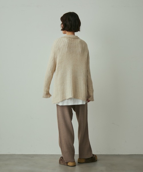full/fill.（フルフィル）の「line sheer knit shirt / ラインシアーニットシャツ（ニット/セーター・レディース・ブラウン/ベージュ・FREE）」の8枚目の写真