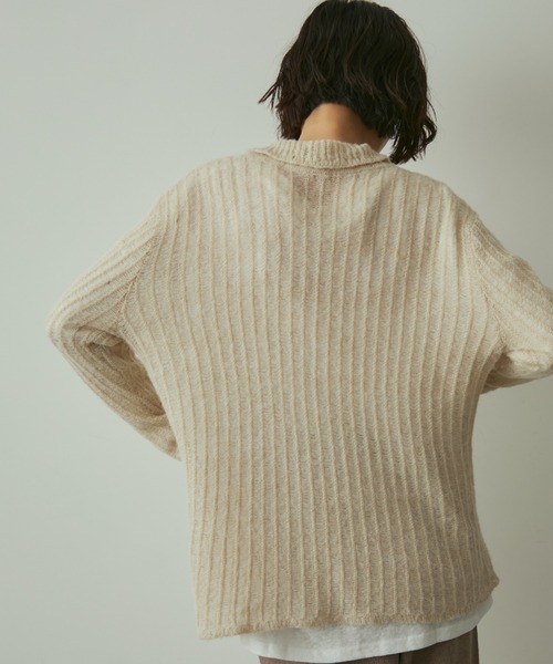 full/fill.（フルフィル）の「line sheer knit shirt / ラインシアーニットシャツ（ニット/セーター・レディース・ブラウン/ベージュ・FREE）」の4枚目の写真