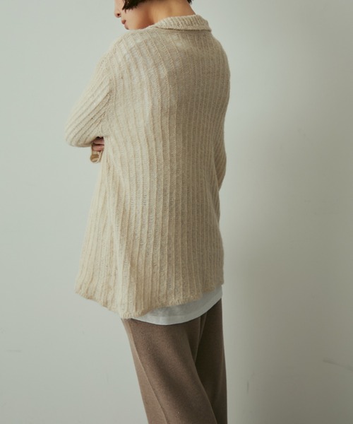 full/fill.（フルフィル）の「line sheer knit shirt / ラインシアーニットシャツ（ニット/セーター・レディース・ブラウン/ベージュ・FREE）」の5枚目の写真