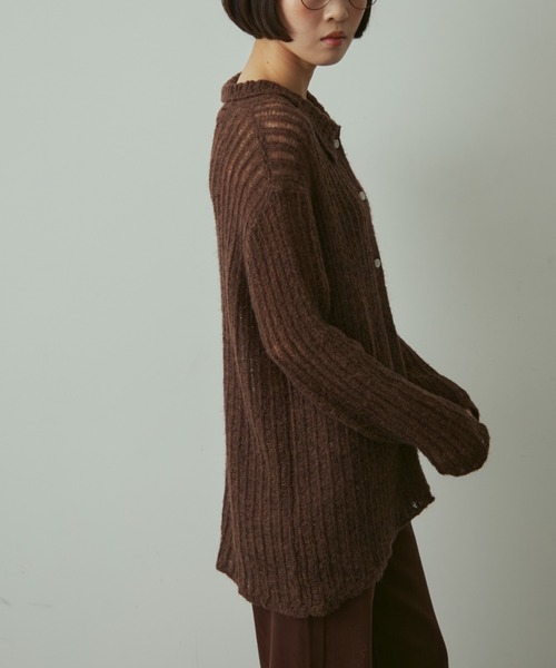 full/fill.（フルフィル）の「line sheer knit shirt / ラインシアーニットシャツ（ニット/セーター・レディース・ブラウン/ベージュ・FREE）」の15枚目の写真
