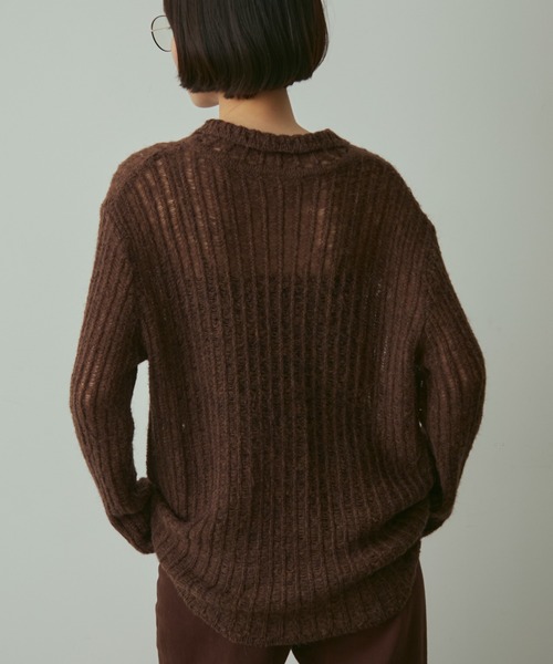full/fill.（フルフィル）の「line sheer knit shirt / ラインシアーニットシャツ（ニット/セーター・レディース・ブラウン/ベージュ・FREE）」の10枚目の写真