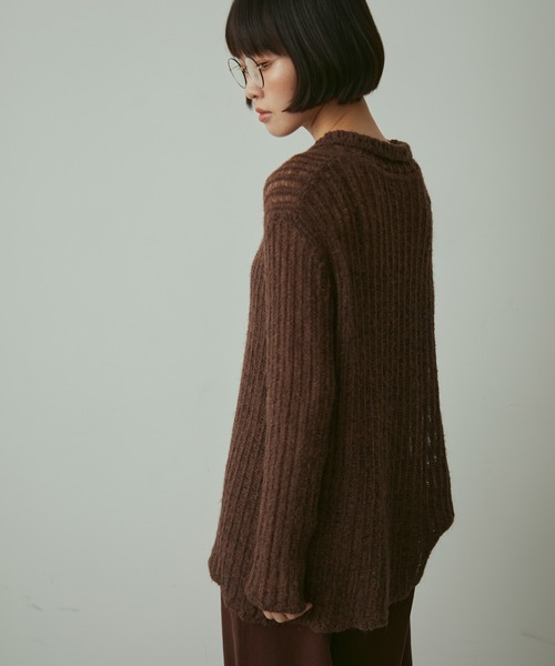 full/fill.（フルフィル）の「line sheer knit shirt / ラインシアーニットシャツ（ニット/セーター・レディース・ブラウン/ベージュ・FREE）」の14枚目の写真