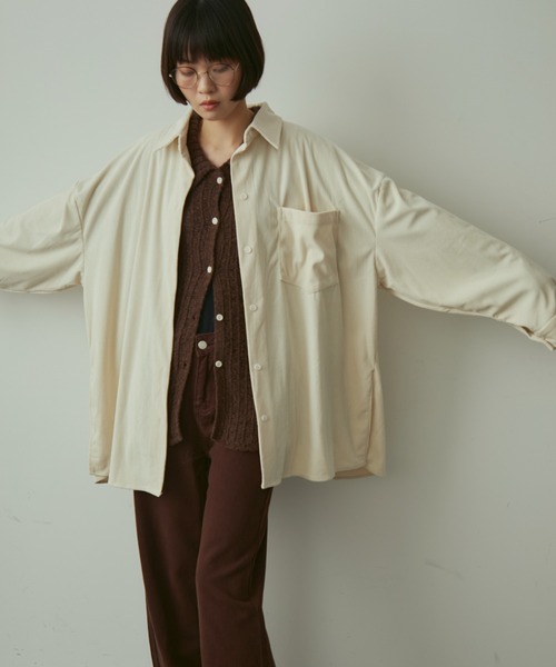 full/fill.（フルフィル）の「line sheer knit shirt / ラインシアーニットシャツ（ニット/セーター・レディース・ブラウン/ベージュ・FREE）」の17枚目の写真
