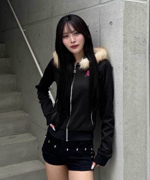 pinkie skull fur zip（パーカー）｜ZIPPER CLUB（ZIPPER CLUB