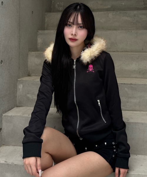 pinkie skull fur zip（パーカー）｜ZIPPER CLUB（ZIPPER CLUB