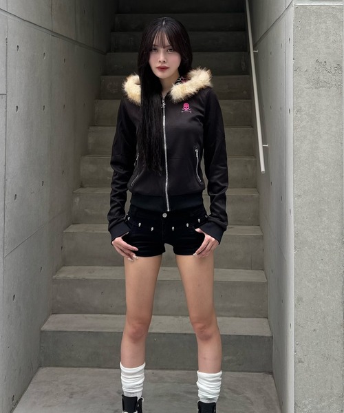 pinkie skull fur zip（パーカー）｜ZIPPER CLUB（ZIPPER CLUB