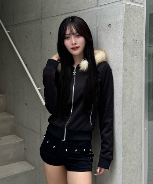 pinkie skull fur zip（パーカー）｜ZIPPER CLUB（ZIPPER CLUB