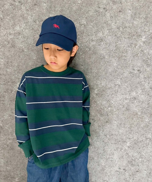 SHISKY(シスキー)の「先染めボーダー オーバーサイズ 長袖Tシャツ(Tシャツ/カットソー・キッズ・ネイビー/ブラック/グレー系その他/チャコールグレー/ダークグリーン/オフホワイト/ベージュ系その他/ホワイト系その他/ブラック系その他/グリーン系その他/ベージュ/パープル・140/130/120/110/160/150)」の21枚目の写真