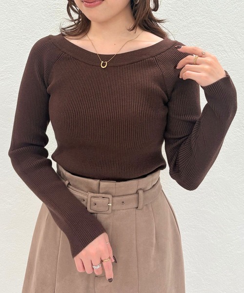 31 Sons de mode（トランテアン　ソン　ドゥ　モード）の「2025秋冬新作 肩リボンシアーニット（ニット/セーター・レディース・ラベンダー/ブラウン/ピンク/オフホワイト・ﾌﾘ-）」の17枚目の写真