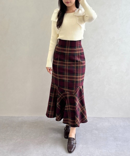 31 Sons de mode（トランテアン　ソン　ドゥ　モード）の「2025秋冬新作 肩リボンシアーニット（ニット/セーター・レディース・ラベンダー/ブラウン/ピンク/オフホワイト・ﾌﾘ-）」の21枚目の写真